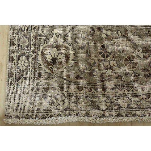 Tabriz Rug 10′ X 12’10” Ivory Wool Vintage Distressed Hand-Knotted Carpet For Sale - Image 12 of 15
