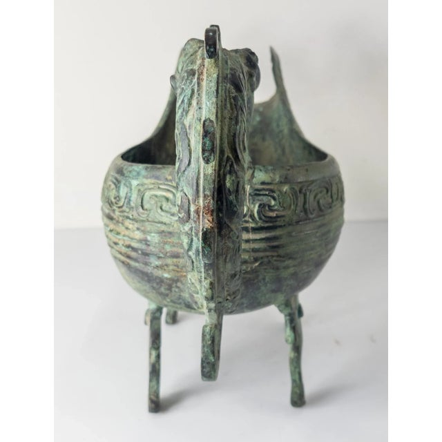 Early 20th Century 20th Century Chinese Archaistic Ritual Bronze Yi Pouring Vessel For Sale - Image 5 of 12