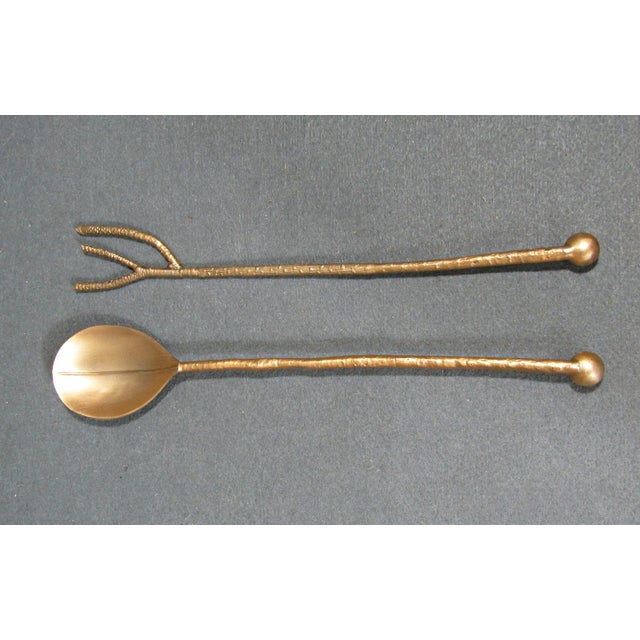 Grant Dawson Mangrove Collection 24k Gold-Plated Salad Servers, Set of 2 For Sale - Image 4 of 15