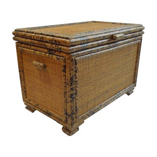 1970s Chinoiserie Rattan Trunk Table For Sale