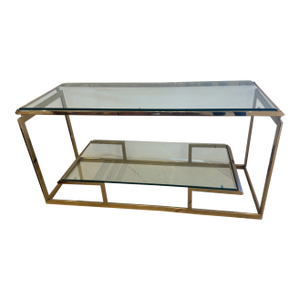 Brass & Bevelled Glass Two Tier Console Table
