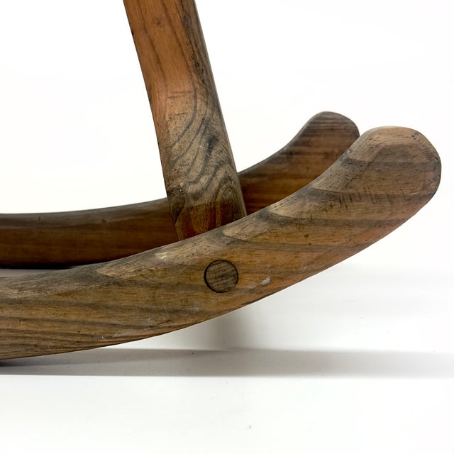 Relocation Super Sale! Vintage Folk Art Style Wooden Rocking Horse For Sale - Image 10 of 11
