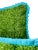 Modern Custom Handcrafted Artificial Turf Lumbar Pillow With Turquoise Ruffle - Large Lumbar For Sale - Image 3 of 10