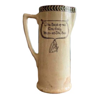 Antique Royal Doulton Motto Tankard, “The Best of Men Are Only Men at the Best”, England, Circa 1900, Hand-Painted Art Pottery Mug For Sale