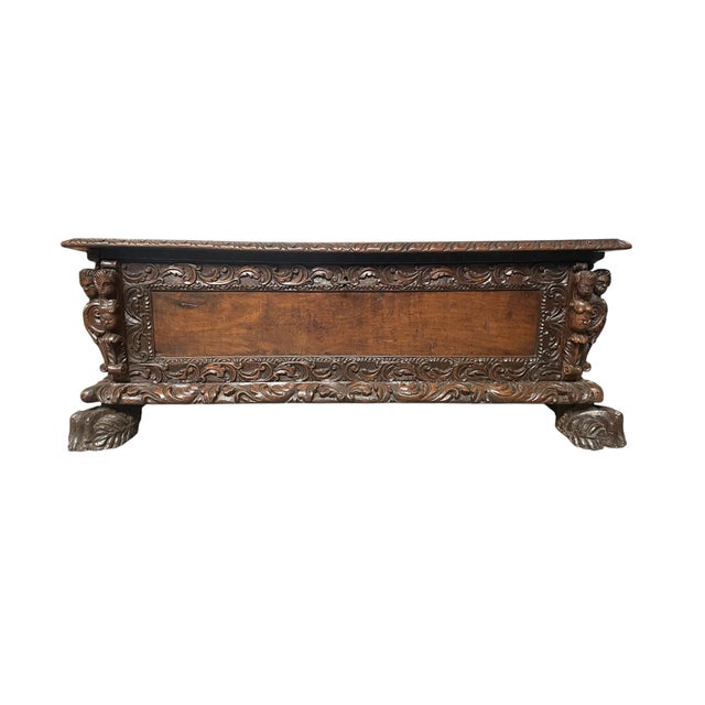 Italian Renaissance Cassone in Walnut, 1600s For Sale - Image 9 of 9