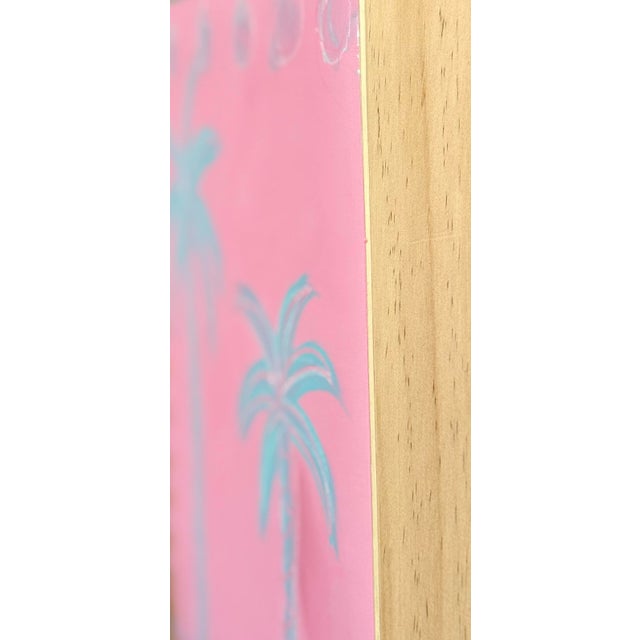 Abstract original palm tree painting on gallery depth birch panel measuring 11 inches x 14 inches x 1.5 inches deep by...
