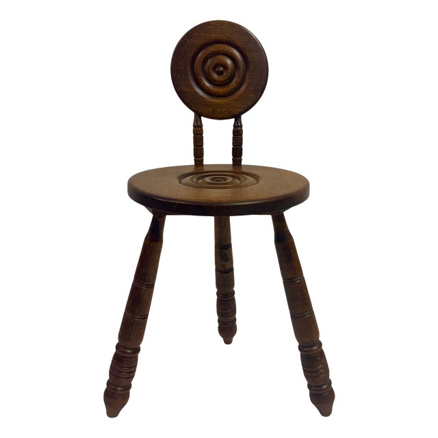 French Carved Oak Chair in the style of Charles Dudouyt, 1950s For Sale
