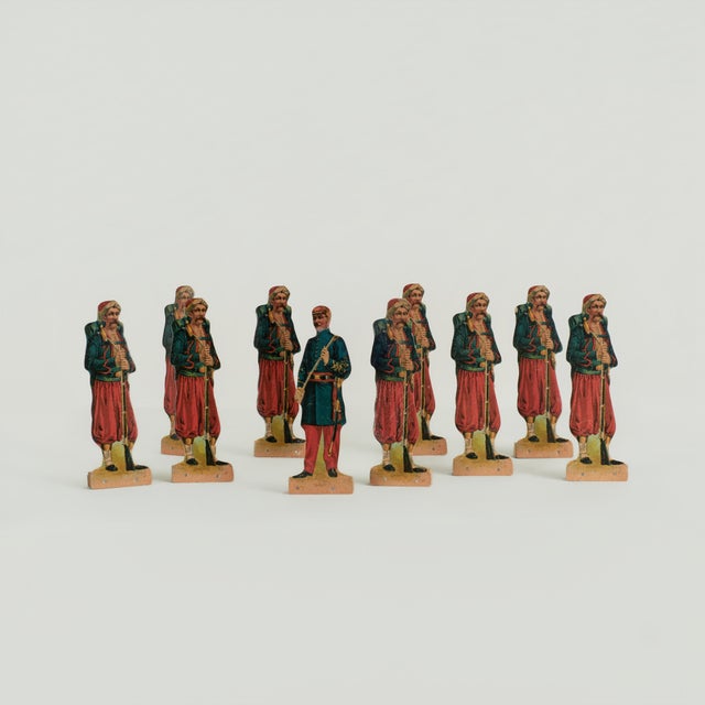 Mid-Century Modern Antique War Game “Soldier Ten-Pins” in the Original Box For Sale - Image 3 of 14