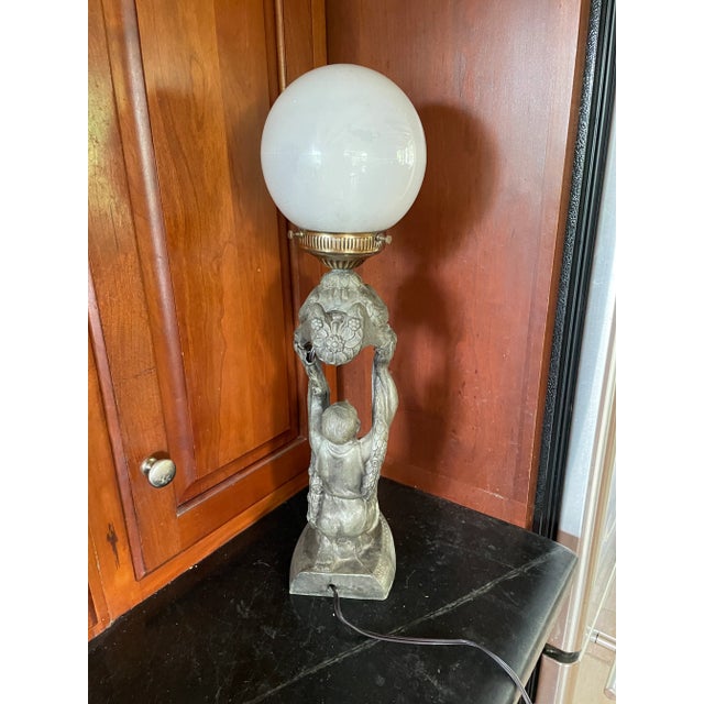 Art Deco Table Lamp - Joan of Arc Bronze Figural For Sale - Image 4 of 7