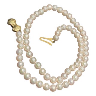 1990s Blue Lagoon Mikimoto Cultured 6mm Pearl Necklace in Box For Sale