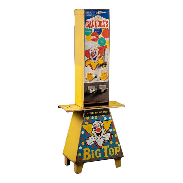 Vintage "Bozo Buckets" Balloon Vending Machine by Vend-Rite For Sale