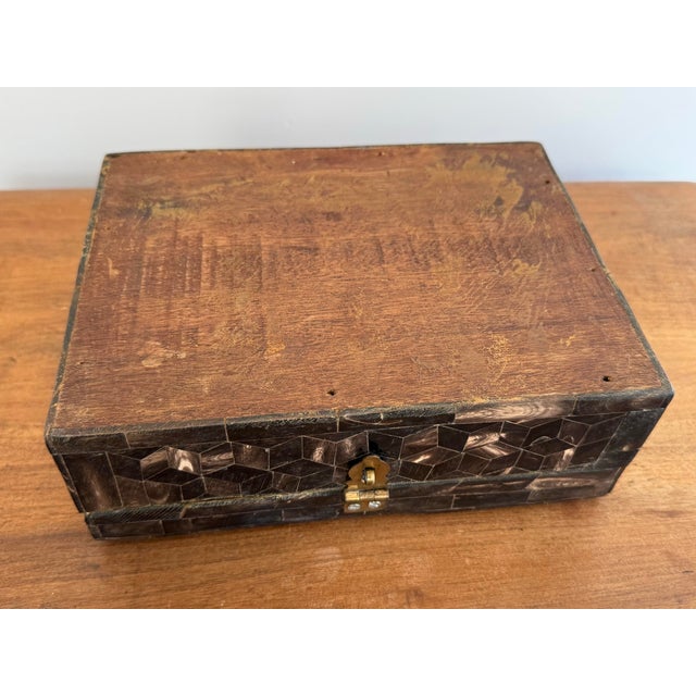 Late 20th Century Maitland-Smith Style Tessellated Bone Box For Sale - Image 10 of 12