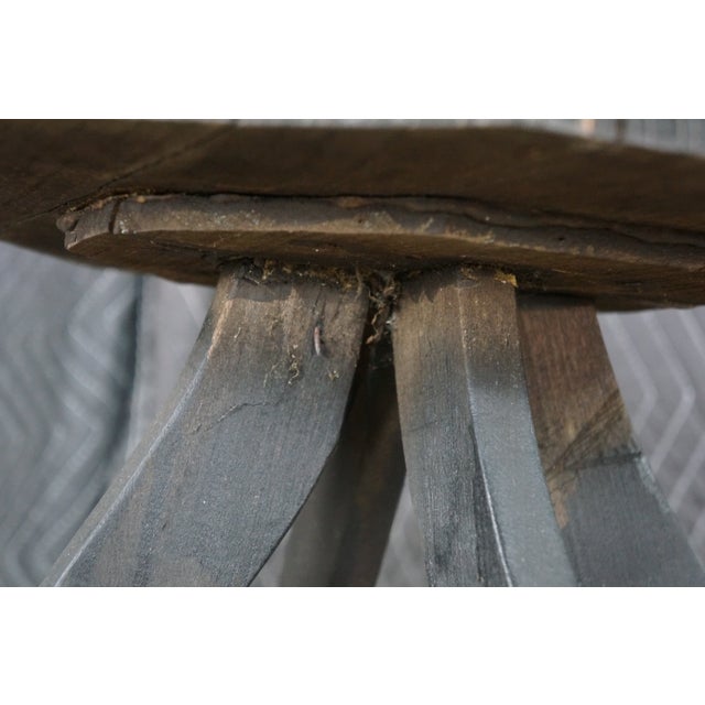 Vintage Arts & Crafts Oak Black Octagonal Plant Stand Pedestal Table 25" For Sale - Image 12 of 16
