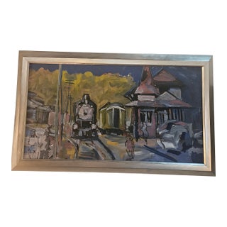 1960s Oil Painting of the New Hope Pa Train Station Attr. Stirling Spadea For Sale
