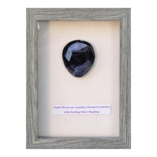 Shadowboxed Faceted Amethyst Gemstone in Sterling Silver For Sale