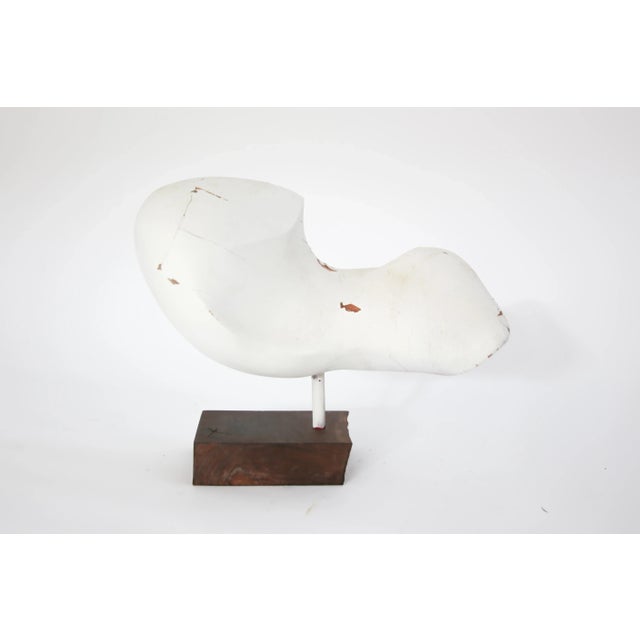 Wood Vintage Mid-Century Abstract Sculpture in White With Walnut Base For Sale - Image 7 of 7
