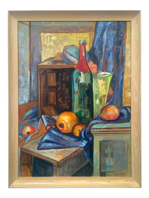 Vintage 1958 Mid-Century Modern Charlotte Cannon Framed Original Still Life Oil Painting