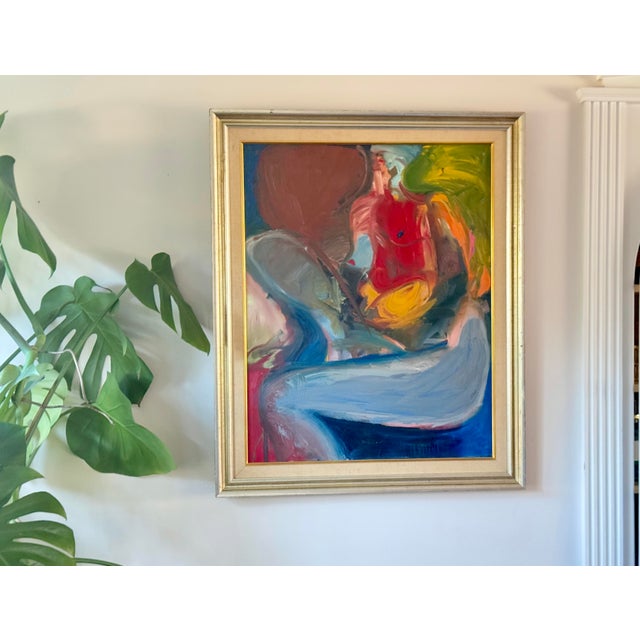 Mid Century Abstract Expressionist Oil Painting For Sale - Image 4 of 9