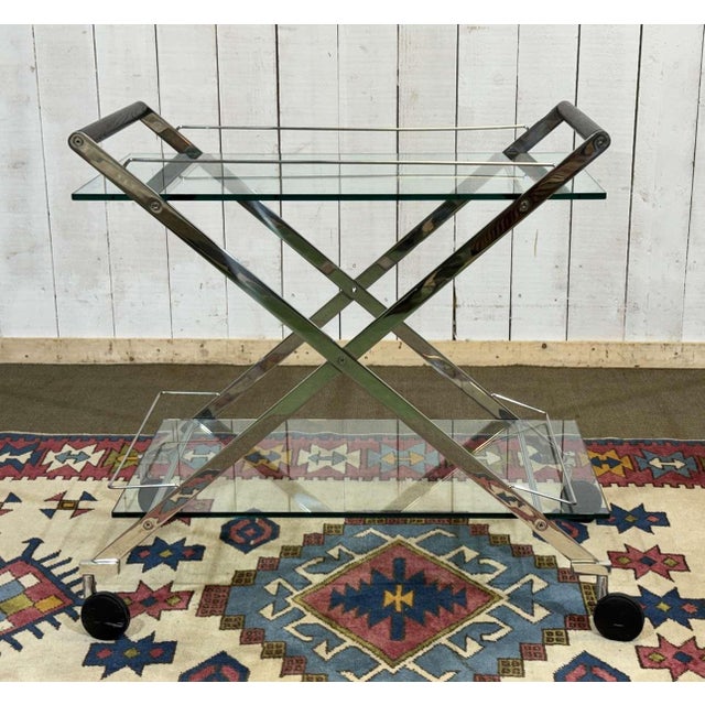 Clear Glass Serving Cart, 1990s For Sale - Image 16 of 16