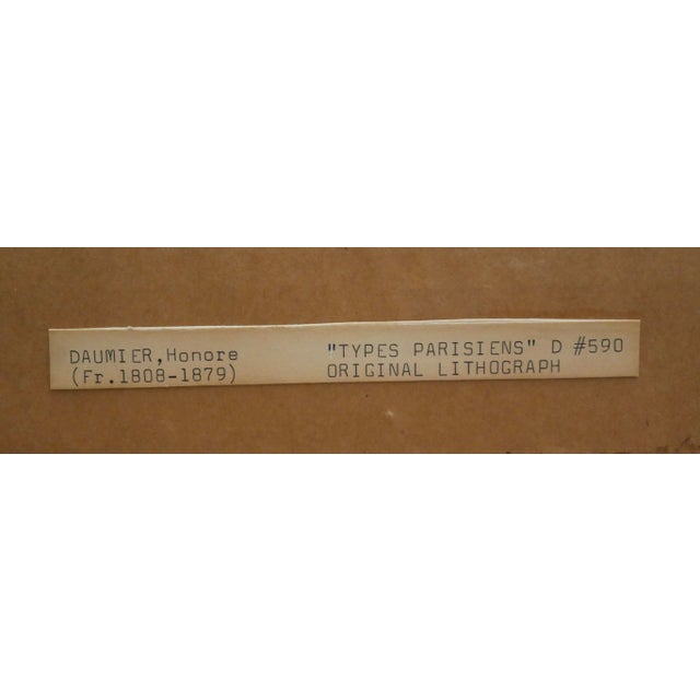 Mid 19th Century Honore Daumier - "Ca Vous Coiffe Comme Un Gant" Framed Lithograph (French) (Circa 1854) (Croquis Parisiens) For Sale - Image 5 of 5