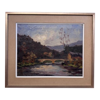 20th Century Oil "The Amblève River" For Sale