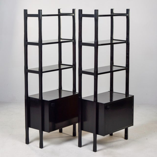 Mid Century Italian Ebonised Shelf Cabinets - Pair For Sale - Image 10 of 12