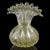 Hollywood Regency Murano Vintage Clear Gold Flecks Bibbles Italian Art Glass Fan Shaped Scissor Cut Rim Flower Vase For Sale - Image 3 of 9