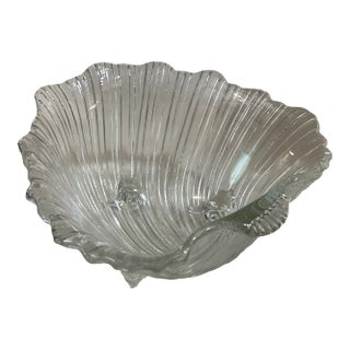 Large 1970s Glass Shell Serving Bowl For Sale