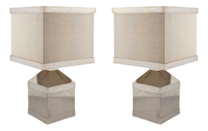 Large Geometric Metal Table Lamps, Italy, 1970s, Set of 2