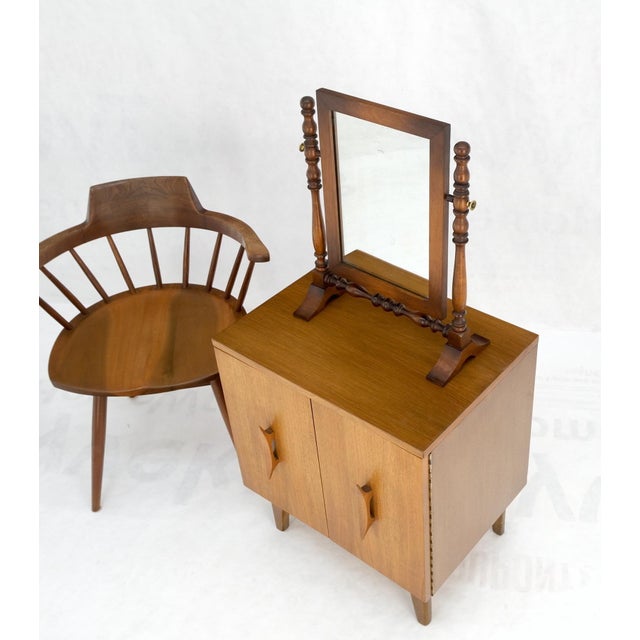 Country Style Brass & Colonial Maple Shaving Mirror For Sale - Image 10 of 11