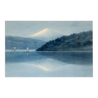 Reflection of Mt. Fuji on Lake, After Niimi Sei - Watercolor on Paper For Sale