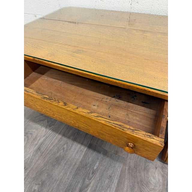 Antique 1920s-1930s Empire Tiger Oak Coffee Table Cocktail Table For Sale - Image 10 of 13