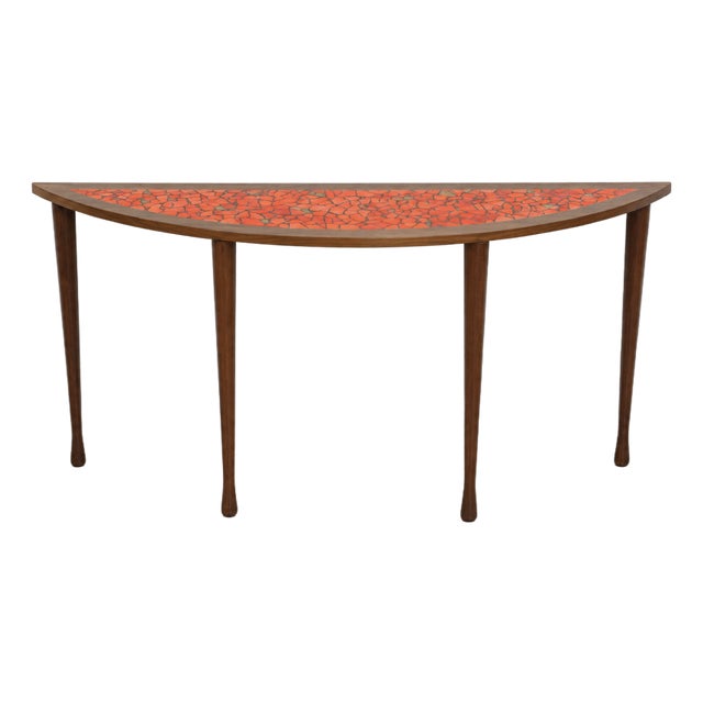 Mid Century Modern Mosaic Top Console Table, C. 1960’s For Sale