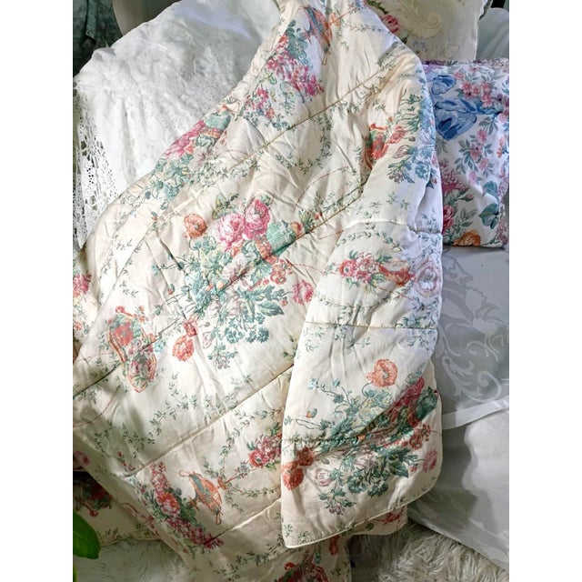 Textile Vintage Ralph Lauren Villandry Floral Urn King Comforter Cover Cotton Sateen 450 Tc 92” X 107” For Sale - Image 7 of 12