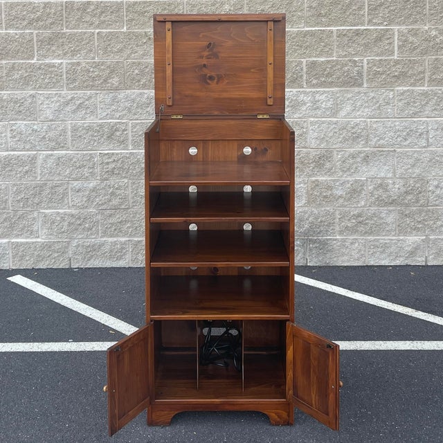 Vintage Ethan Allen Country Craftsman Traditional Rustic Pine Audio Unit or Record (19