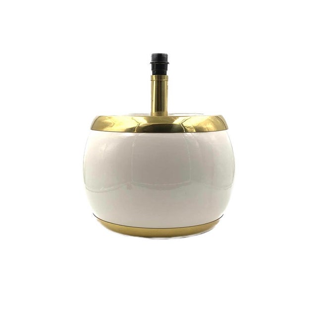 Metal Italian Monumental White Ceramic and Brass Lamp, 1970s For Sale - Image 7 of 16