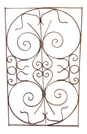 Vintage Decorative Whitewashed Iron Grate