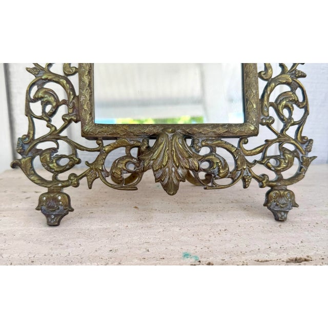 Late 19th Century Antique Bronze Ornate Gone With the Wind Standing Dresser Vanity Makeup Table Mirror For Sale - Image 5 of 12