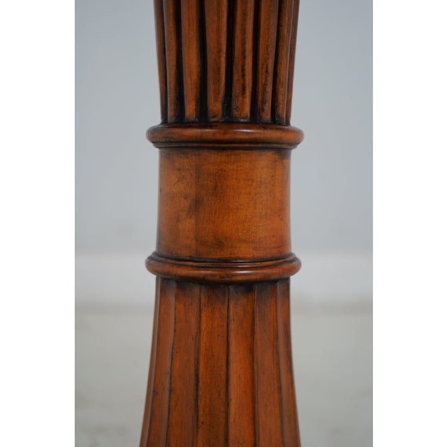 Brown Ethan Allen Pedestal Base Regency Style Lamp Table For Sale - Image 8 of 12
