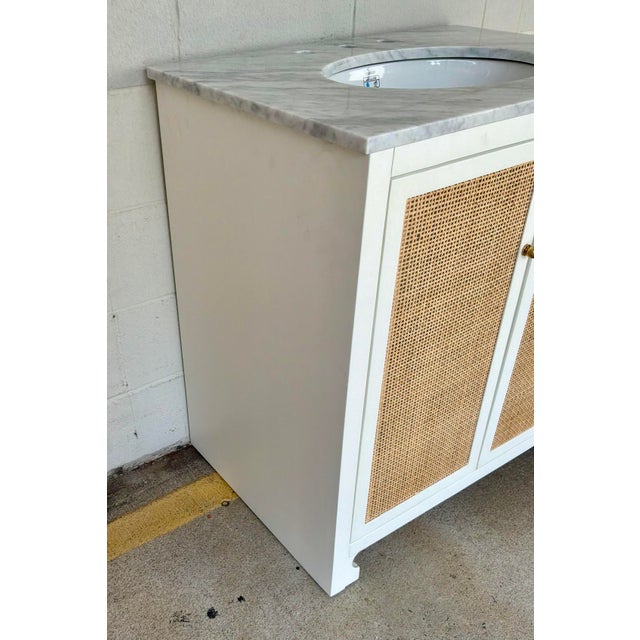 Modern Worlds Away Modern Can Ad White Marble Boyd Vanity For Sale - Image 3 of 7