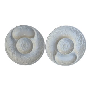 White Majolica Artichoke Plates- A Pair For Sale
