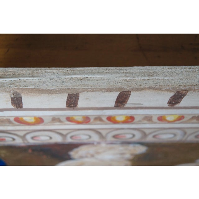 Vintage Gengis Roman Fresco Frieze Putti Cherub Classical Oil Painting 59" For Sale - Image 10 of 12