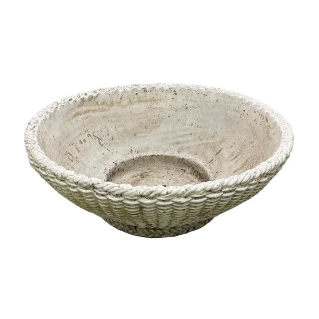 Vintage Monumental Basket Weave Cast Concrete Planter For Sale In Miami - Image 6 of 9