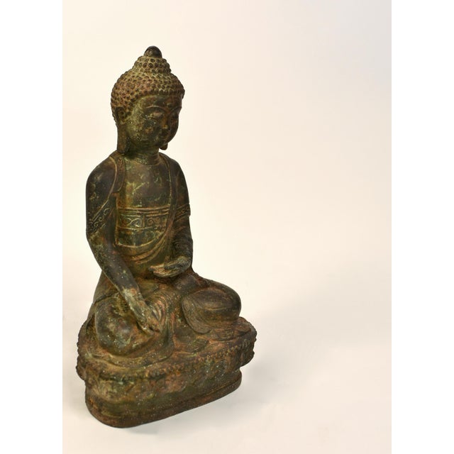 Smiling Young Buddha Statue Bronze Antique For Sale In Los Angeles - Image 6 of 13