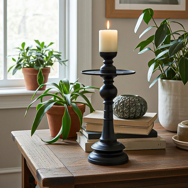 Bronze Candle Holder With Removable Top, 16 Inches, Indonesia For Sale - Image 11 of 11