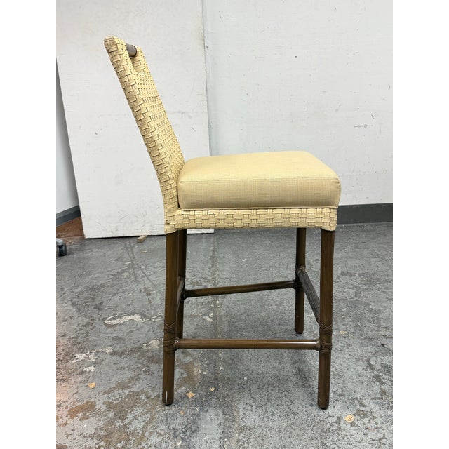 Thomas Pheasant for McGuire Woven Leather Barstool For Sale In San Francisco - Image 6 of 12