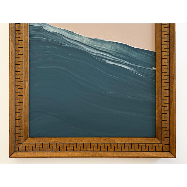 Lavender “Lavender Waves" Abstract Art in Antique Frame, Seascape Painting Wall Art by JTS For Sale - Image 8 of 10