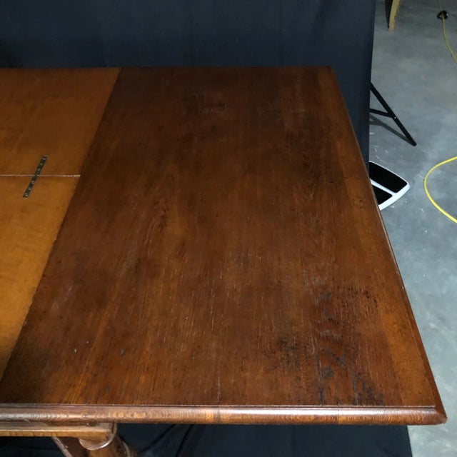 Carved Oak Arts and Crafts Art Deco French Expandable Dining Table For Sale - Image 9 of 13