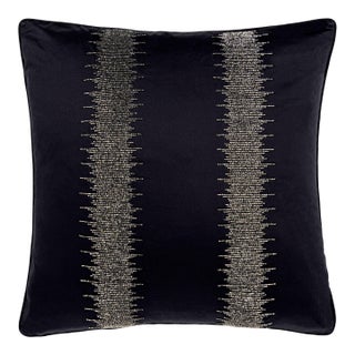 Scalamandre 22" x 22" Veronica Beaded Pillow in Black/Pewter For Sale