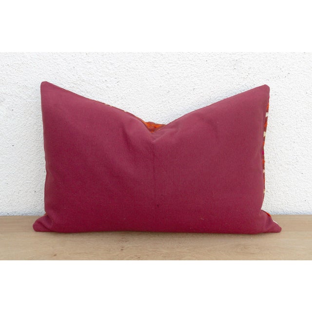 19th Century Punjabi Art, Antique Phulkari Lumbar Pillow Cover For Sale - Image 5 of 6